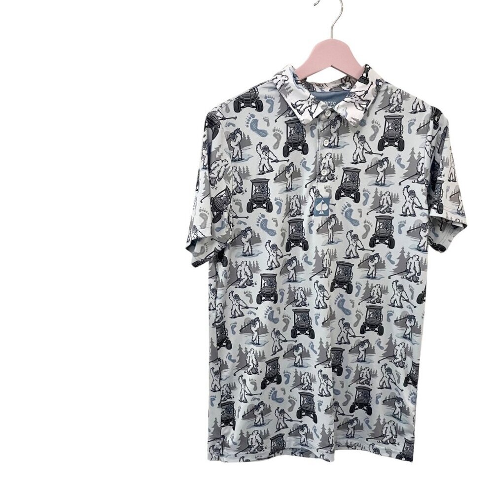 Pins & Aces Short Sleeve Golf Polo in Grey Yeti Size S